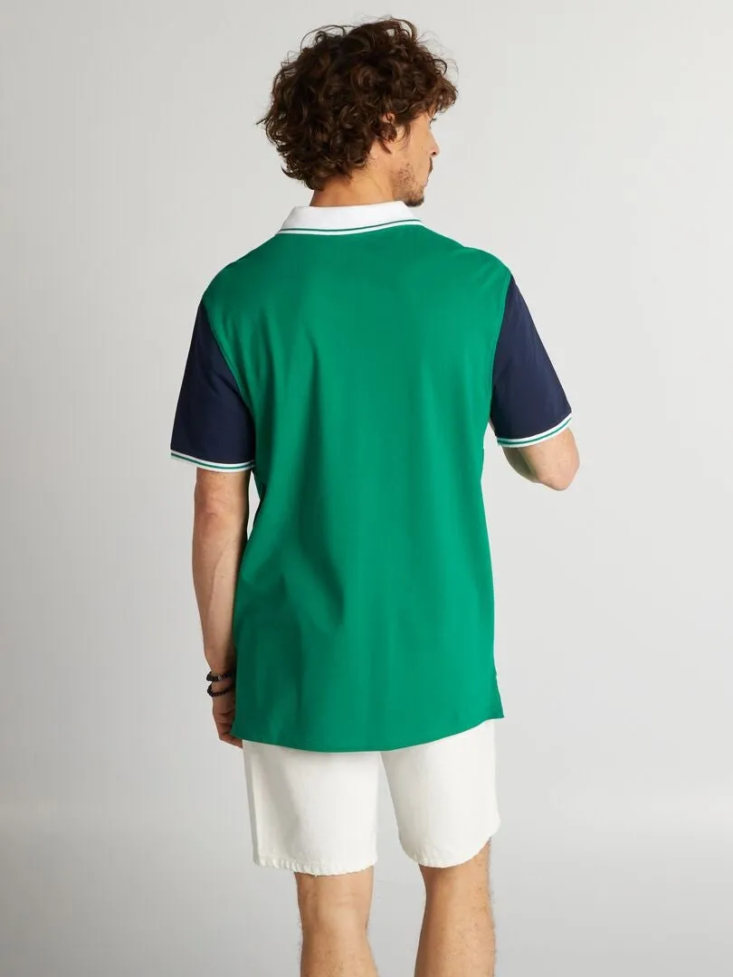 POLO COLORBLOCK DE PIQUé DE ALGODóN  VERDE