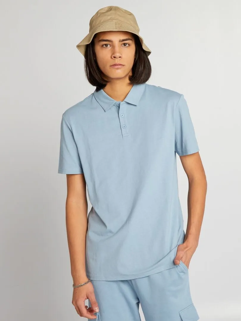 POLO DE MANGA CORTA DE ALGODóN  AZUL