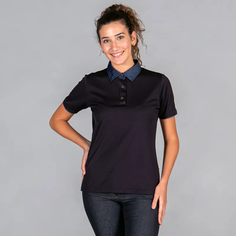 POLO DE MUJER NEGRO CON CUELLO TEJANO  GARY'S