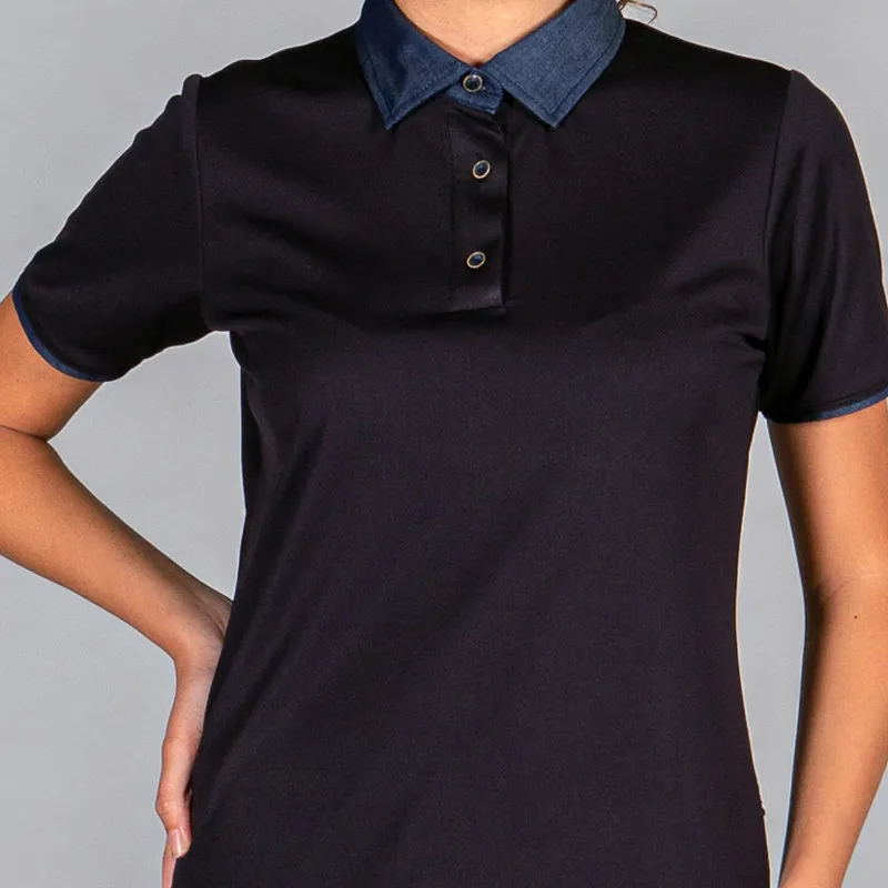 POLO DE MUJER NEGRO CON CUELLO TEJANO  GARY'S