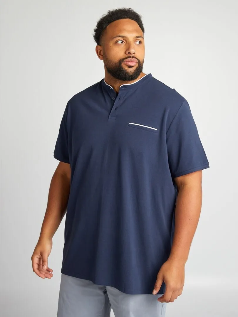 POLO DE PIQUé DE ALGODóN CON CUELLO  NEGRO