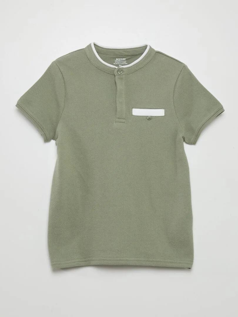 POLO DE PUNTO DE PIQUé CON CUELLO MAO  VERDE
