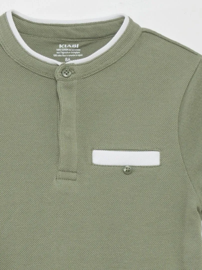POLO DE PUNTO DE PIQUé CON CUELLO MAO  VERDE