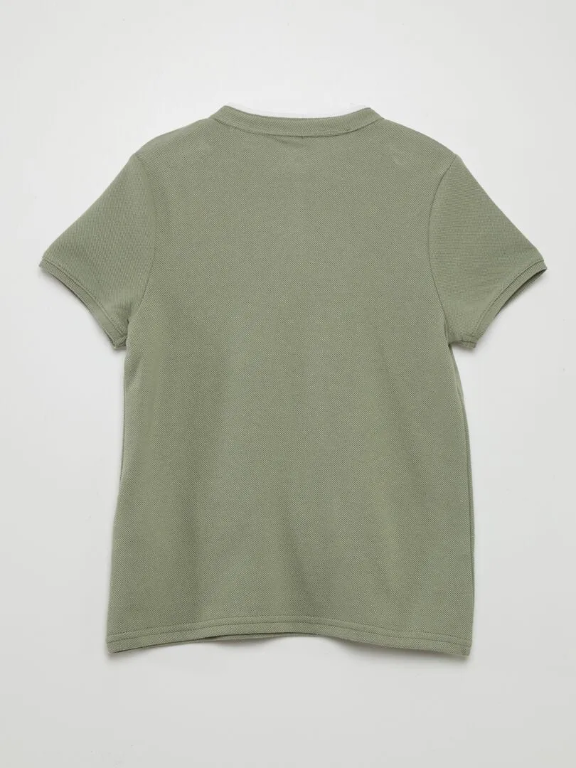 POLO DE PUNTO DE PIQUé CON CUELLO MAO  VERDE