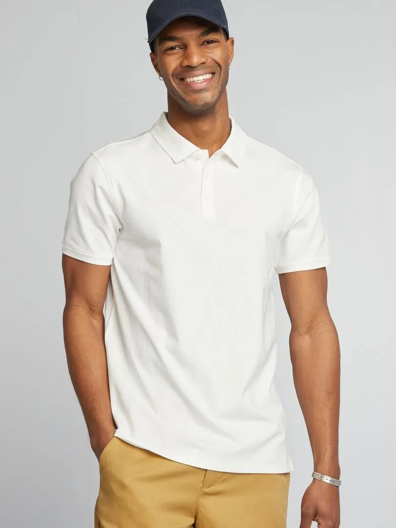 POLO ELáSTICO SLIM FIT  BLANCO