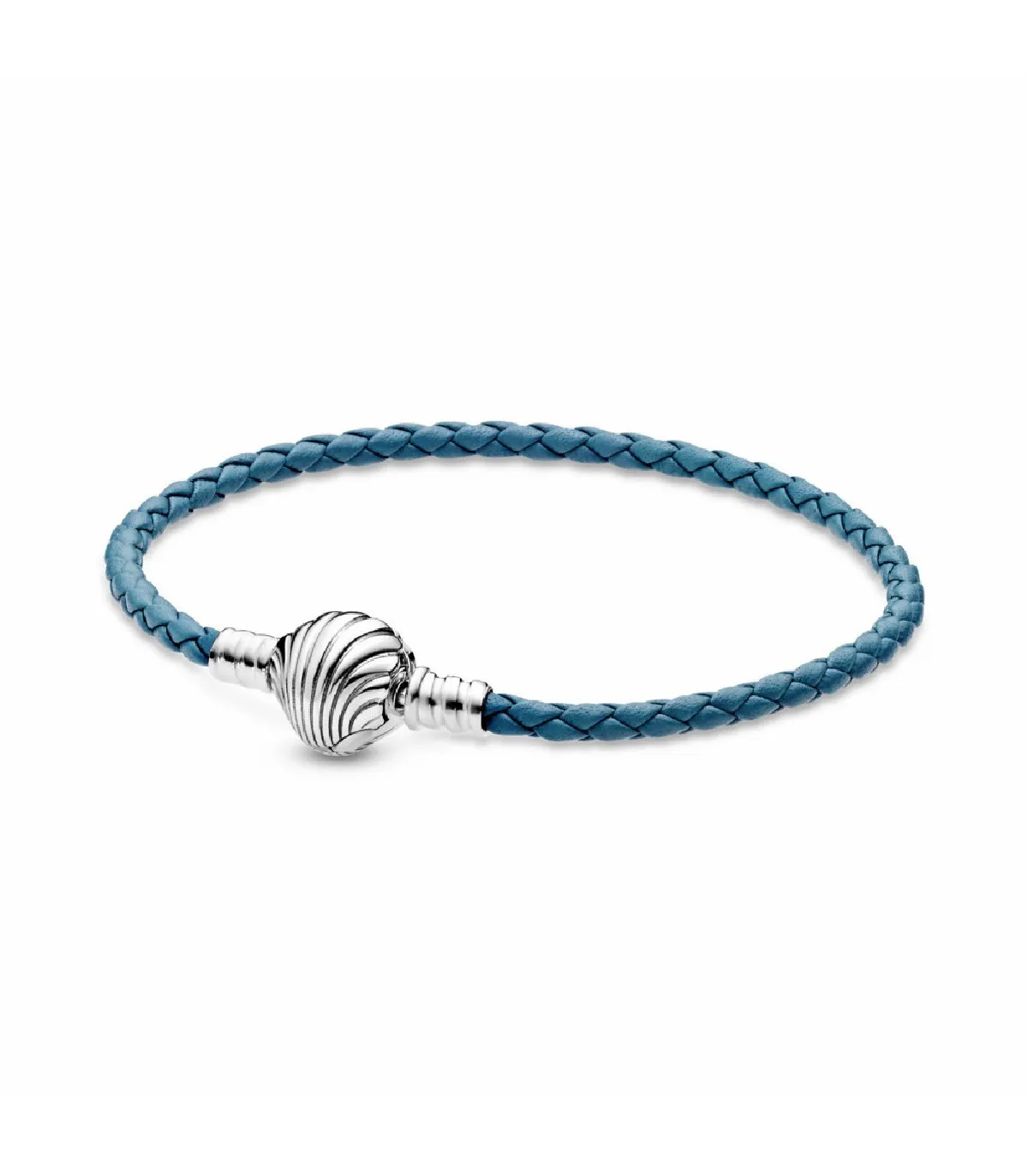 PULSERA PANDORA MOMENTS CUERO TURQUESA CIERRE CONCHA  598951C01