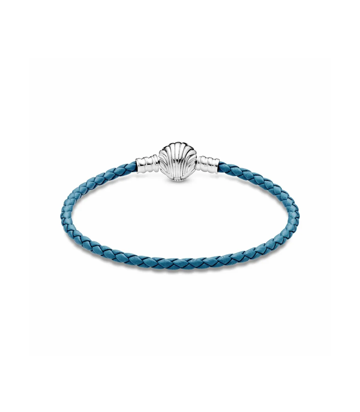 PULSERA PANDORA MOMENTS CUERO TURQUESA CIERRE CONCHA  598951C01