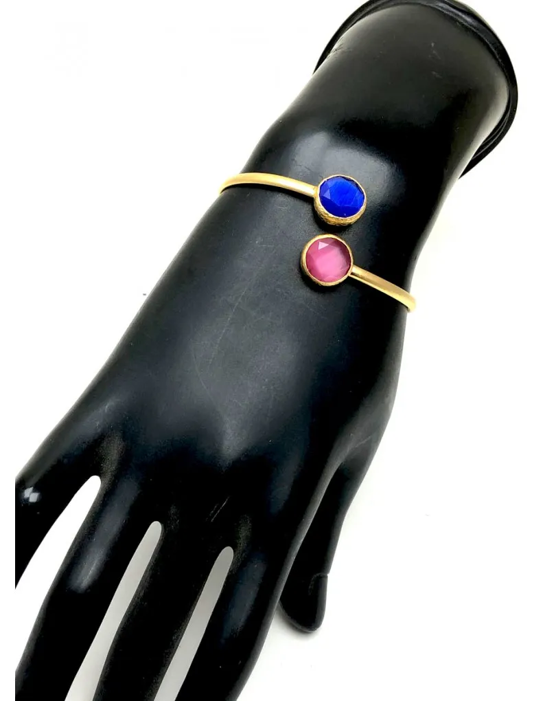 PULSERAS DE MUJER DE PIEDRAS ROSAS Y AZULONAS PRECIOSA PARA TU VESTIDO
