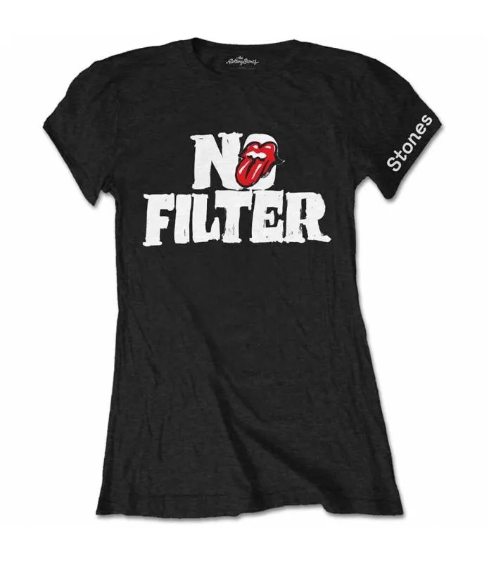 ROLLING STONES No Filter Header Logo Camiseta Licencia oficial Chica RockOff RSTS100LB
