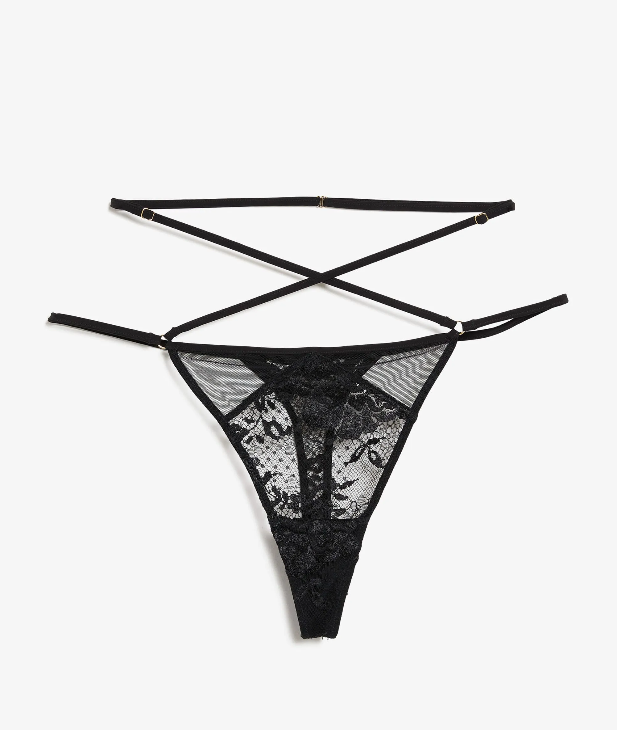 TANGA DE ENCAJE CON TIRAS DENTELLE AND ME NOIR  ETAM
