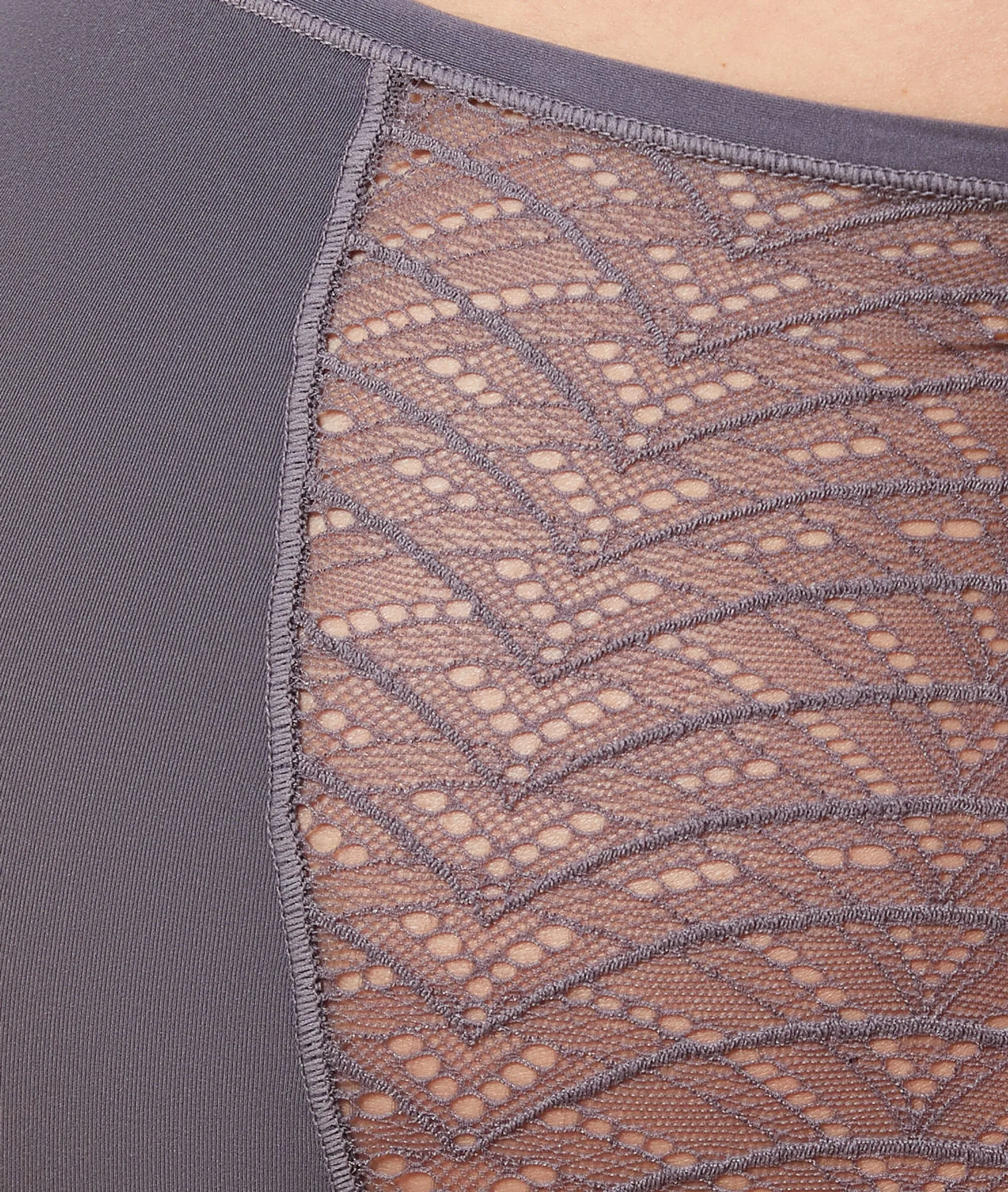 TANGA TALLE ALTO ENCAJE Y MICROFIBRA MOM CONFORT ANTHRACITE  ETAM