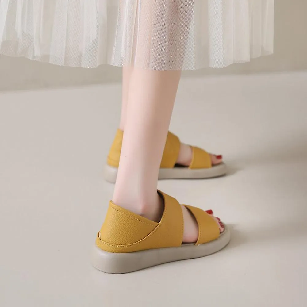 Thick Sole Women's Stylish Leather Sandals Comfortable Breathable Shoes for Beach Party Travel