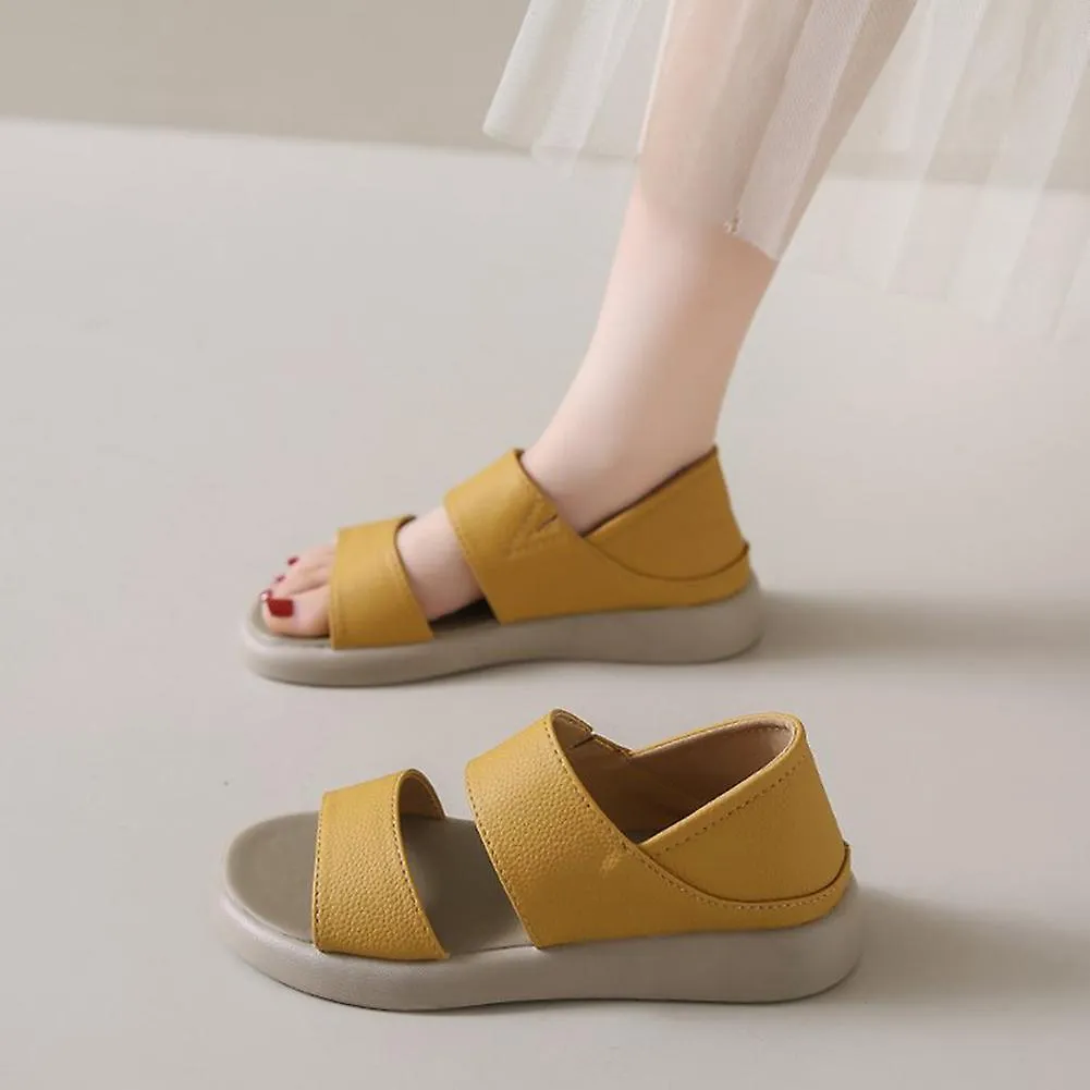 Thick Sole Women's Stylish Leather Sandals Comfortable Breathable Shoes for Beach Party Travel