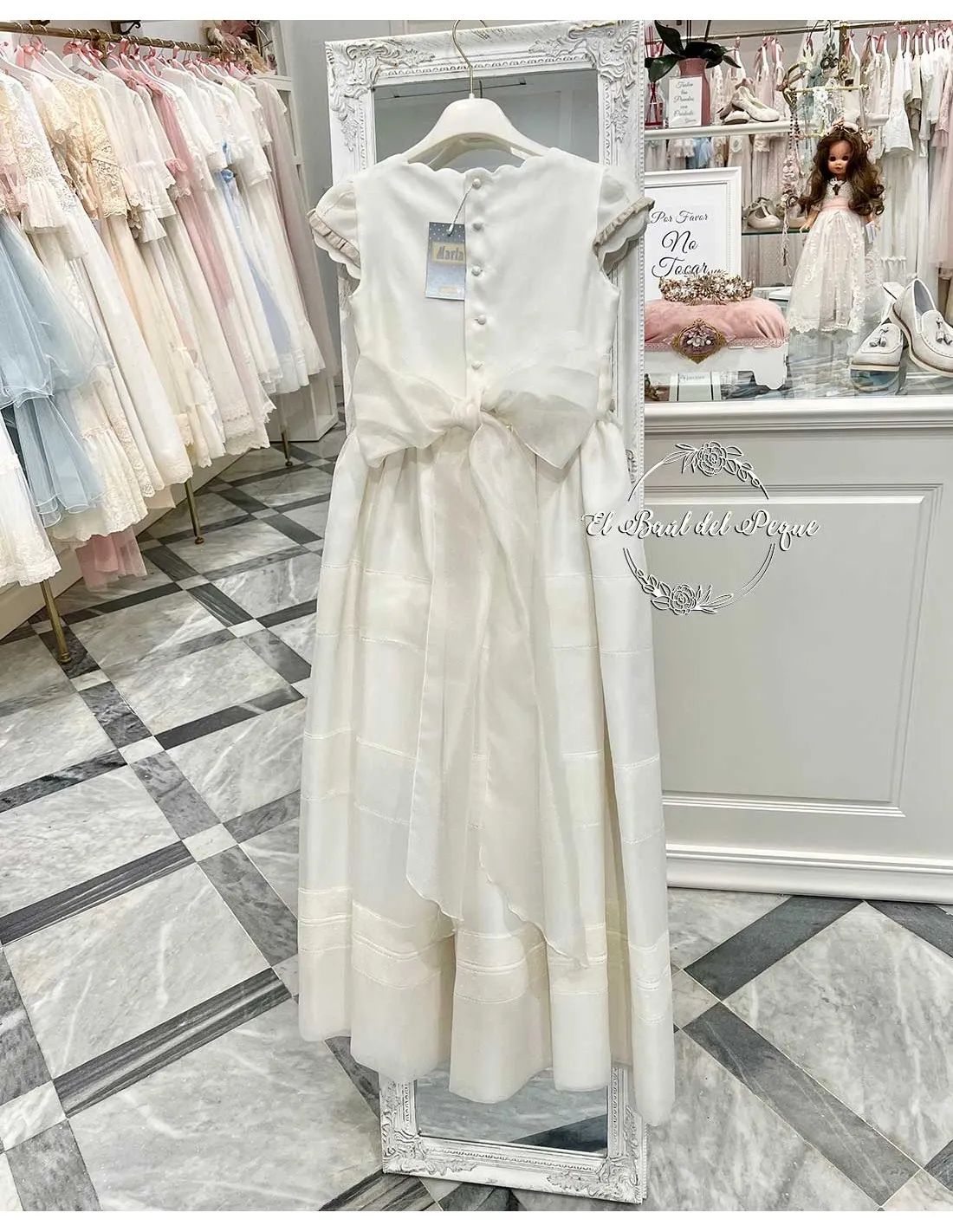 Vestido Comunión Crudo Manga Corta Marla
