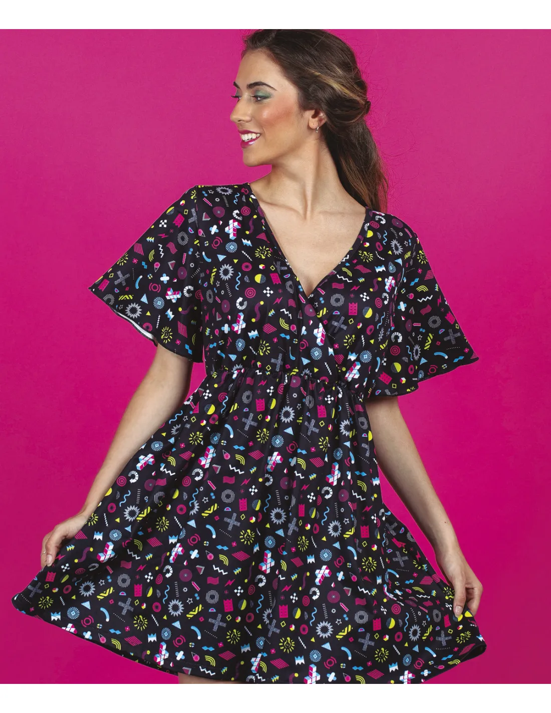 Vestido Corto Negro Multisimbolos Chikloka