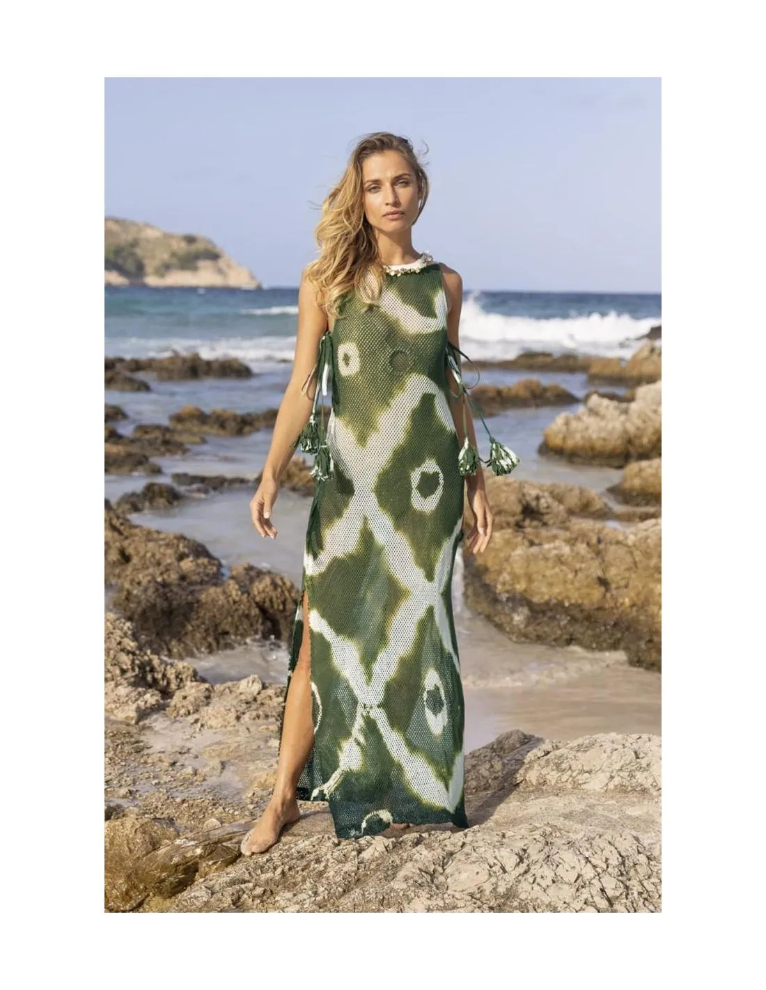 VESTIDO CROCHET TIE DYE MISS JUNE GOYA KAKI
