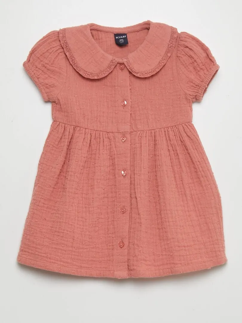 VESTIDO DE GASA DE ALGODóN  ROSA