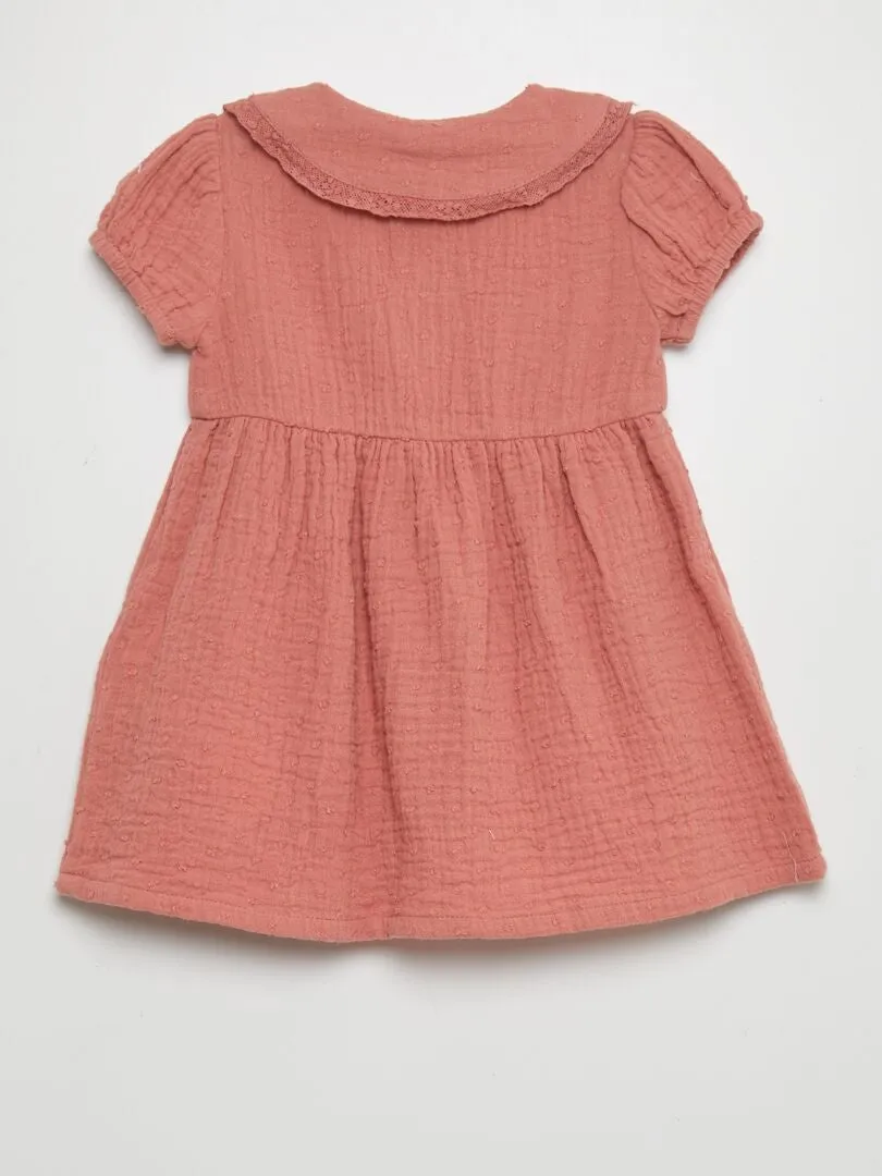 VESTIDO DE GASA DE ALGODóN  ROSA