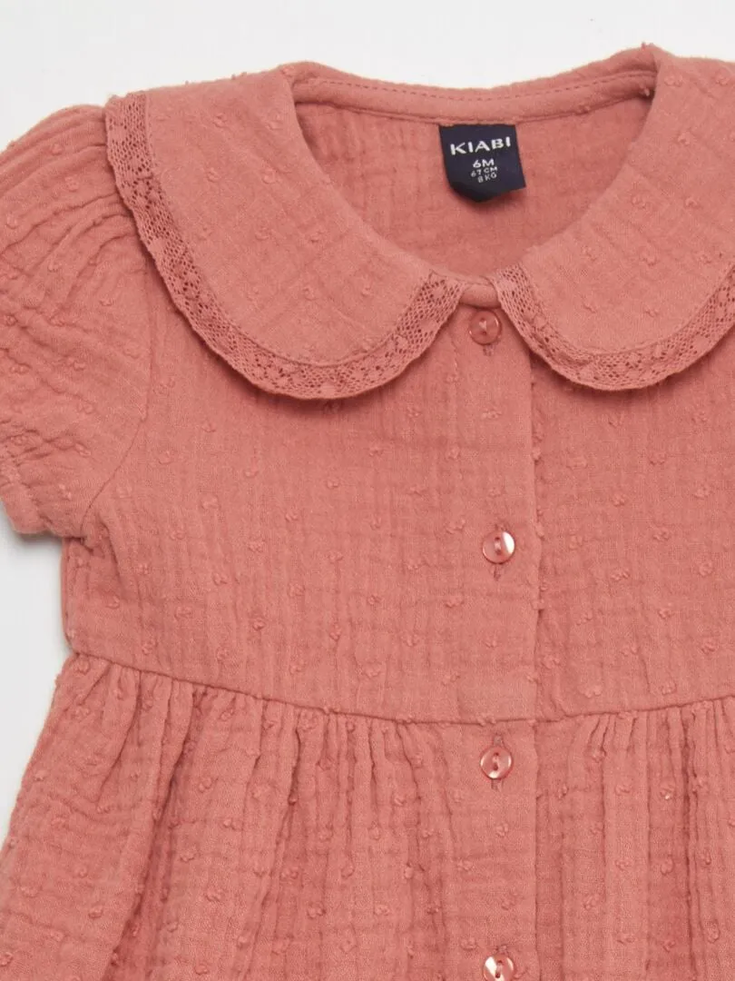 VESTIDO DE GASA DE ALGODóN  ROSA