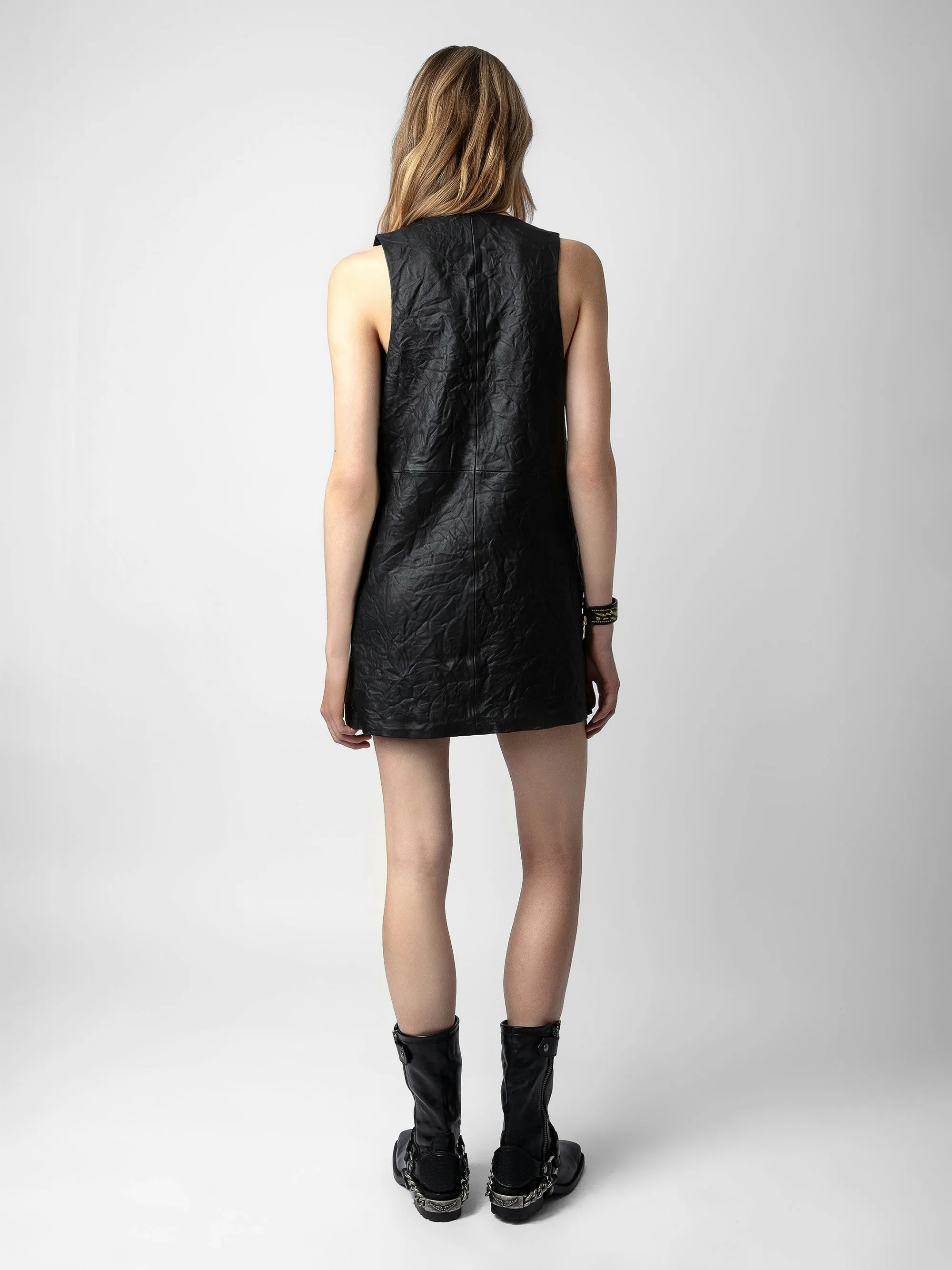 Vestido de Piel Arrugada Rasha