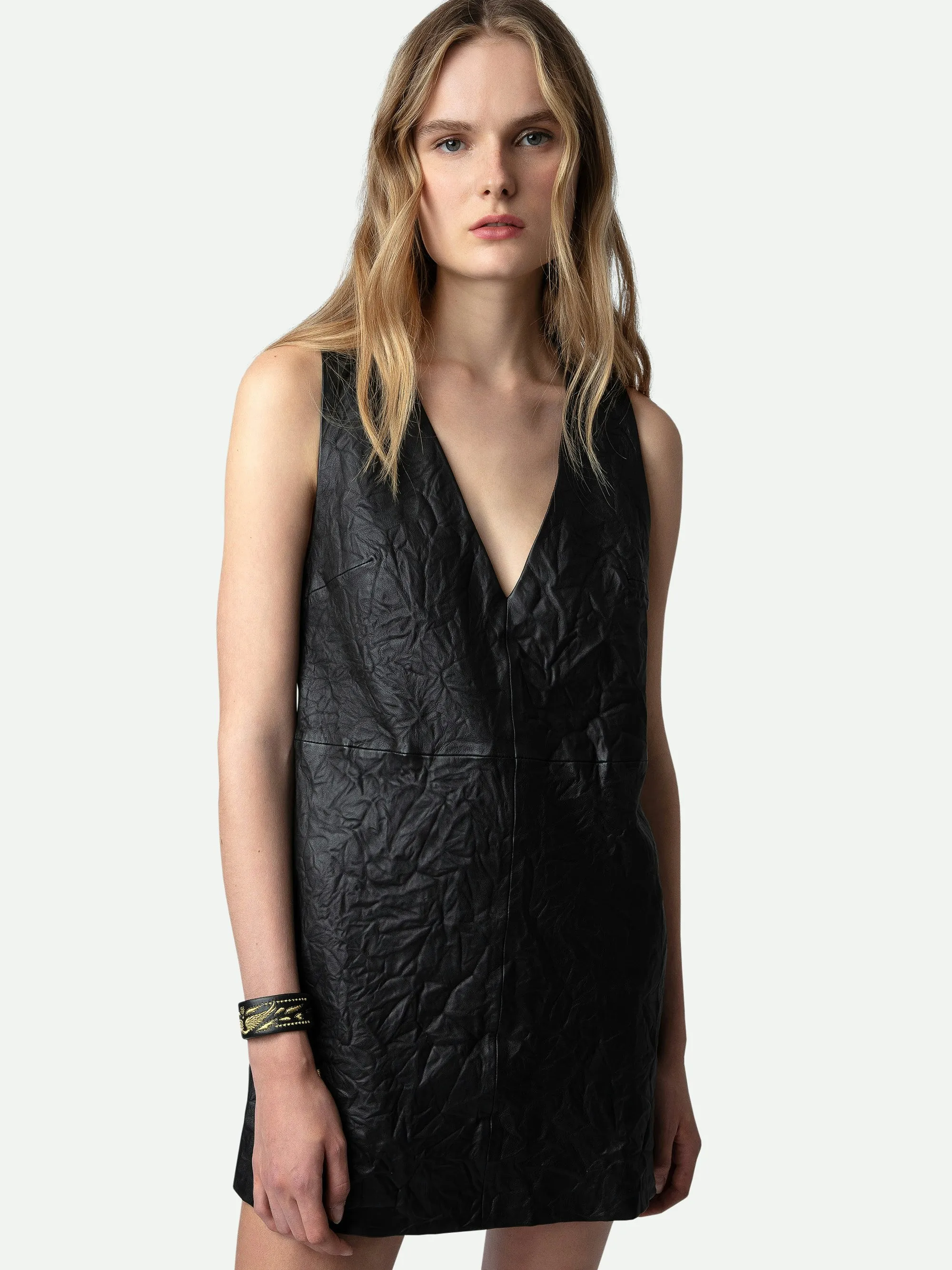 Vestido de Piel Arrugada Rasha