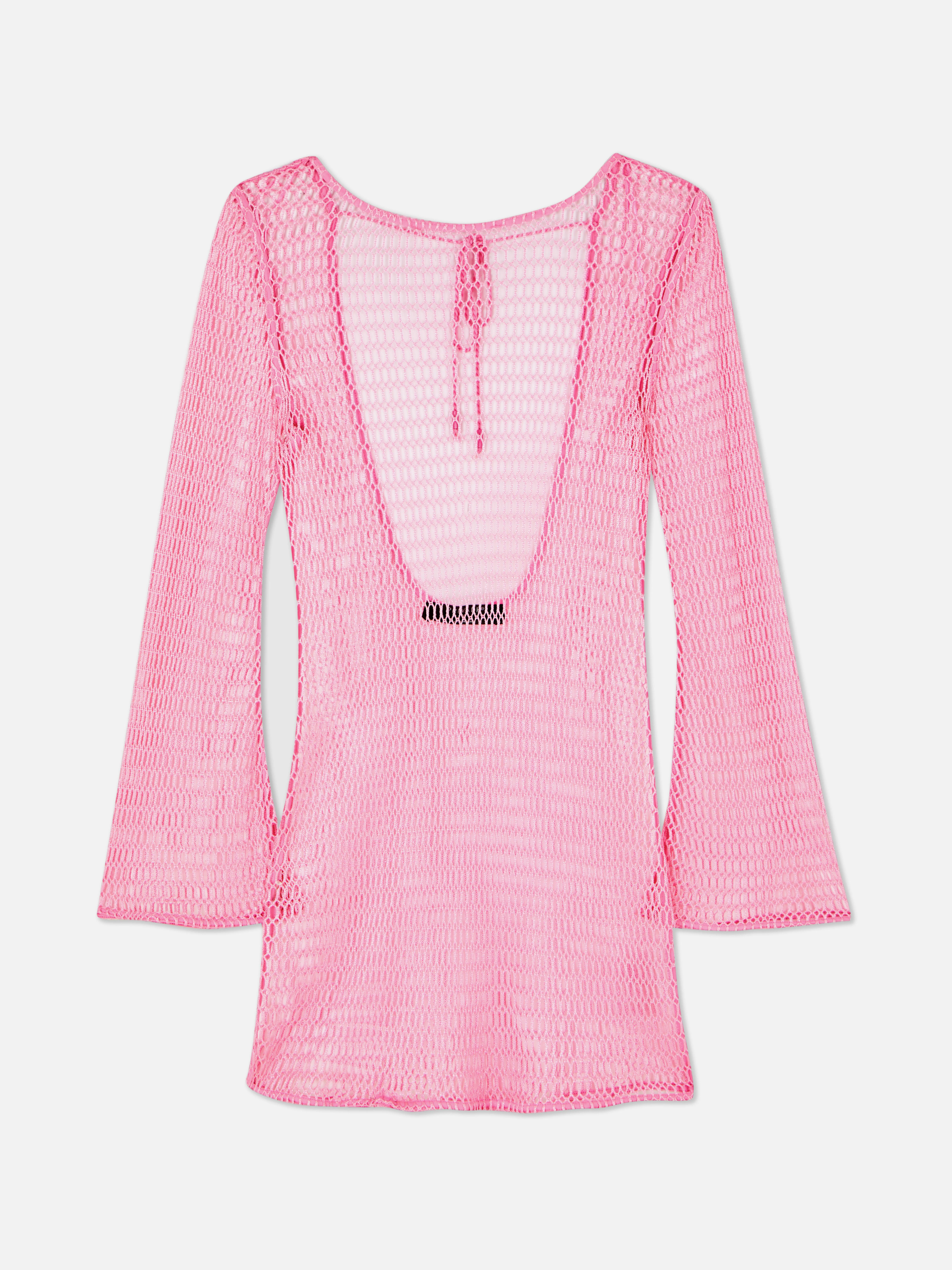 Vestido de playa corto de rejilla