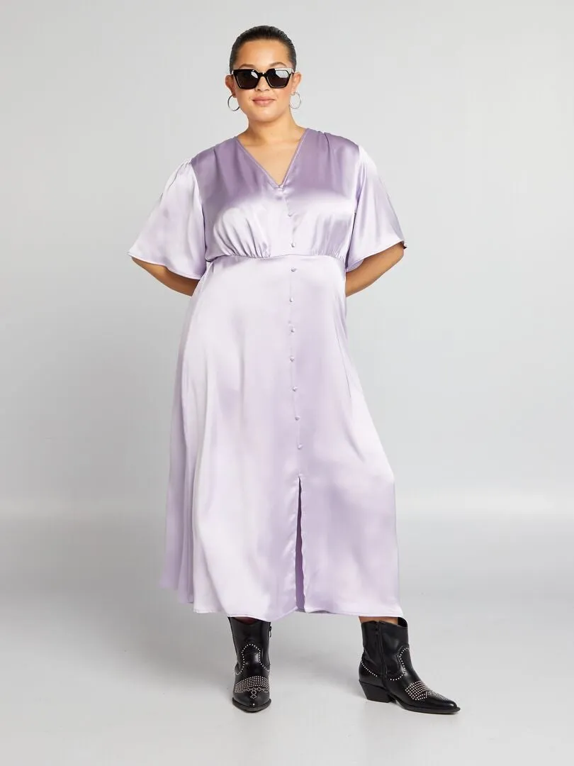 VESTIDO LARGO SATINADO  ROSA