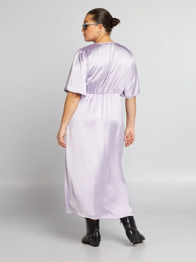 VESTIDO LARGO SATINADO  ROSA
