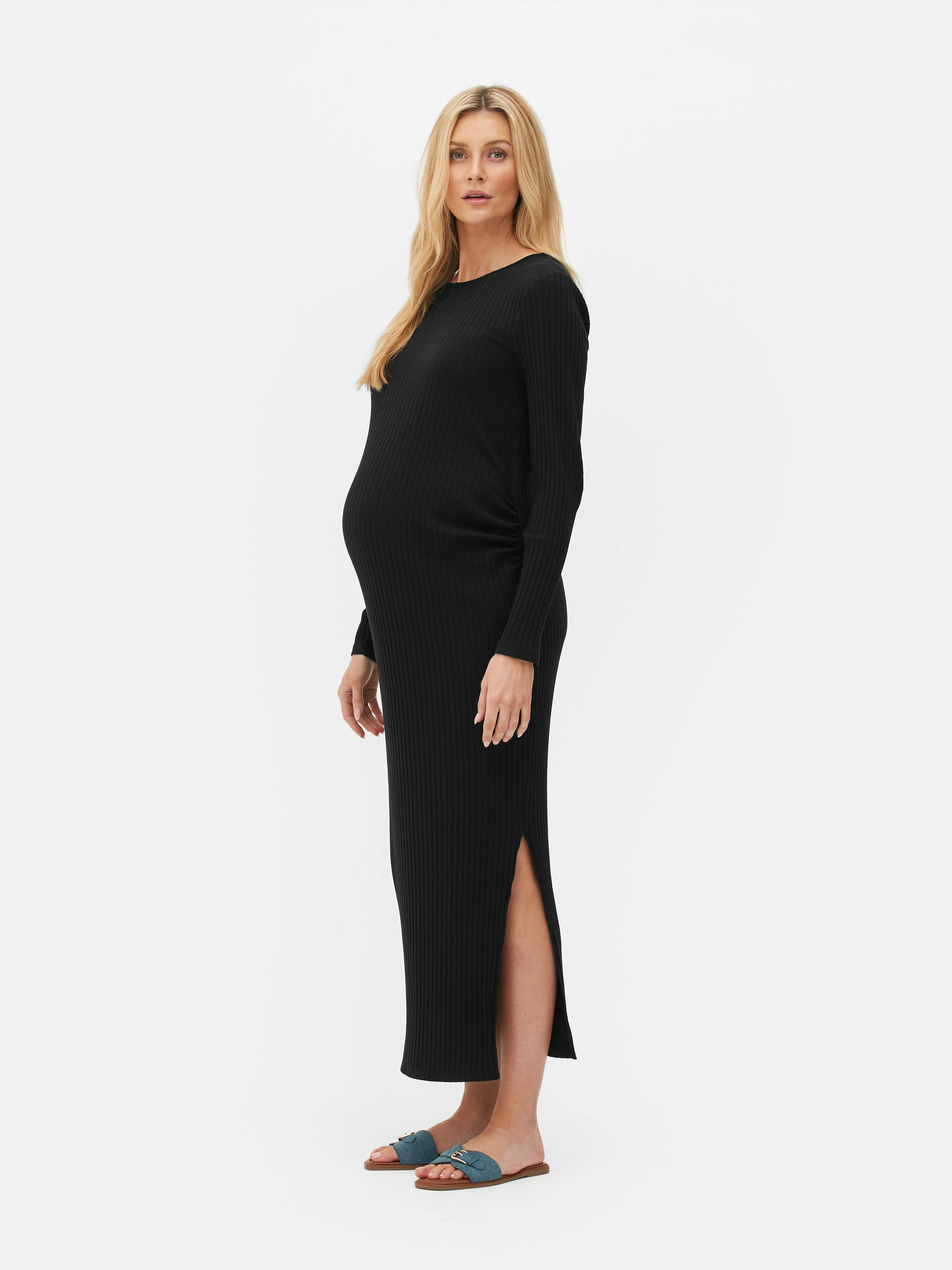 Vestido midi de canalé premamá