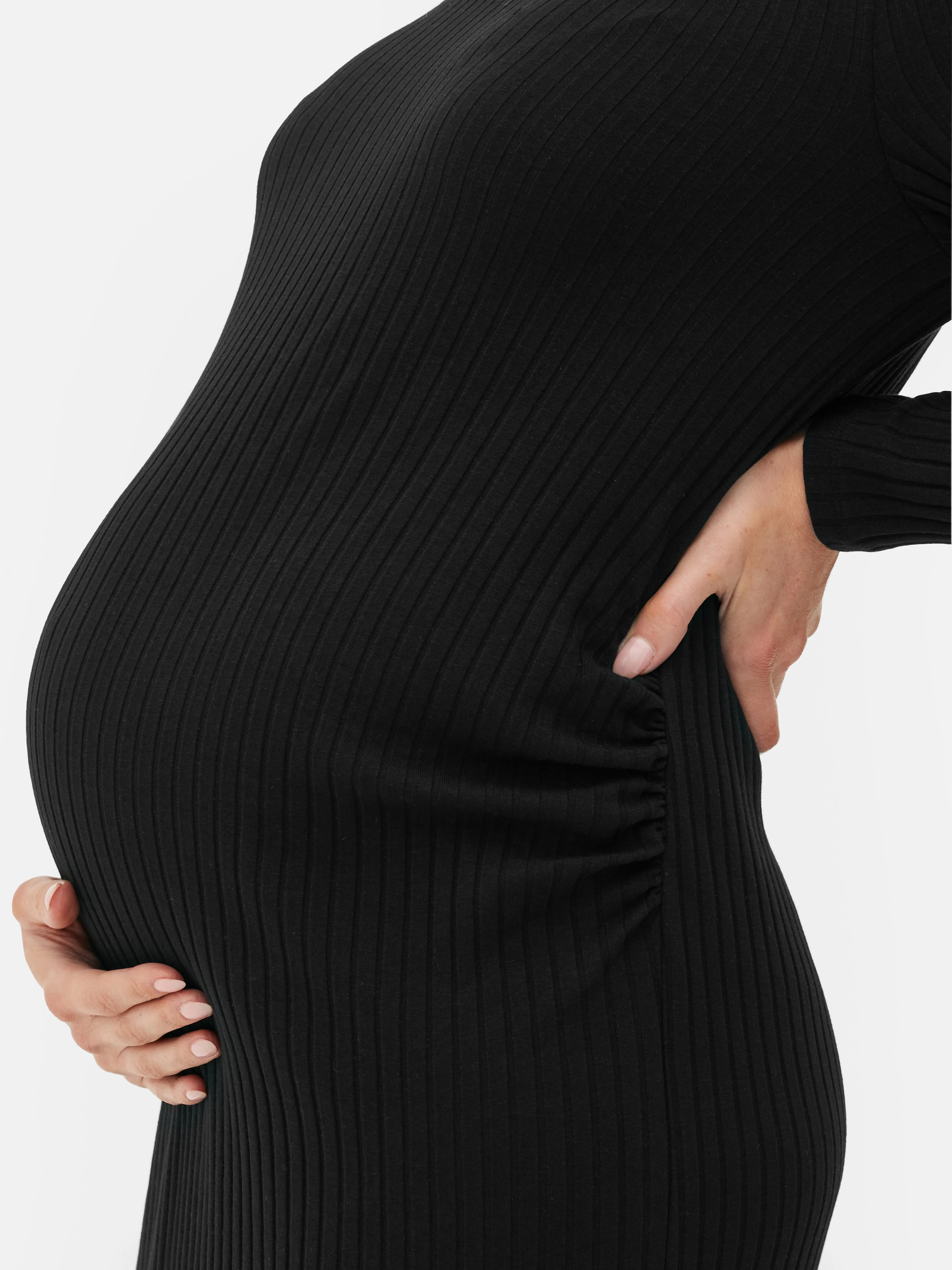 Vestido midi de canalé premamá