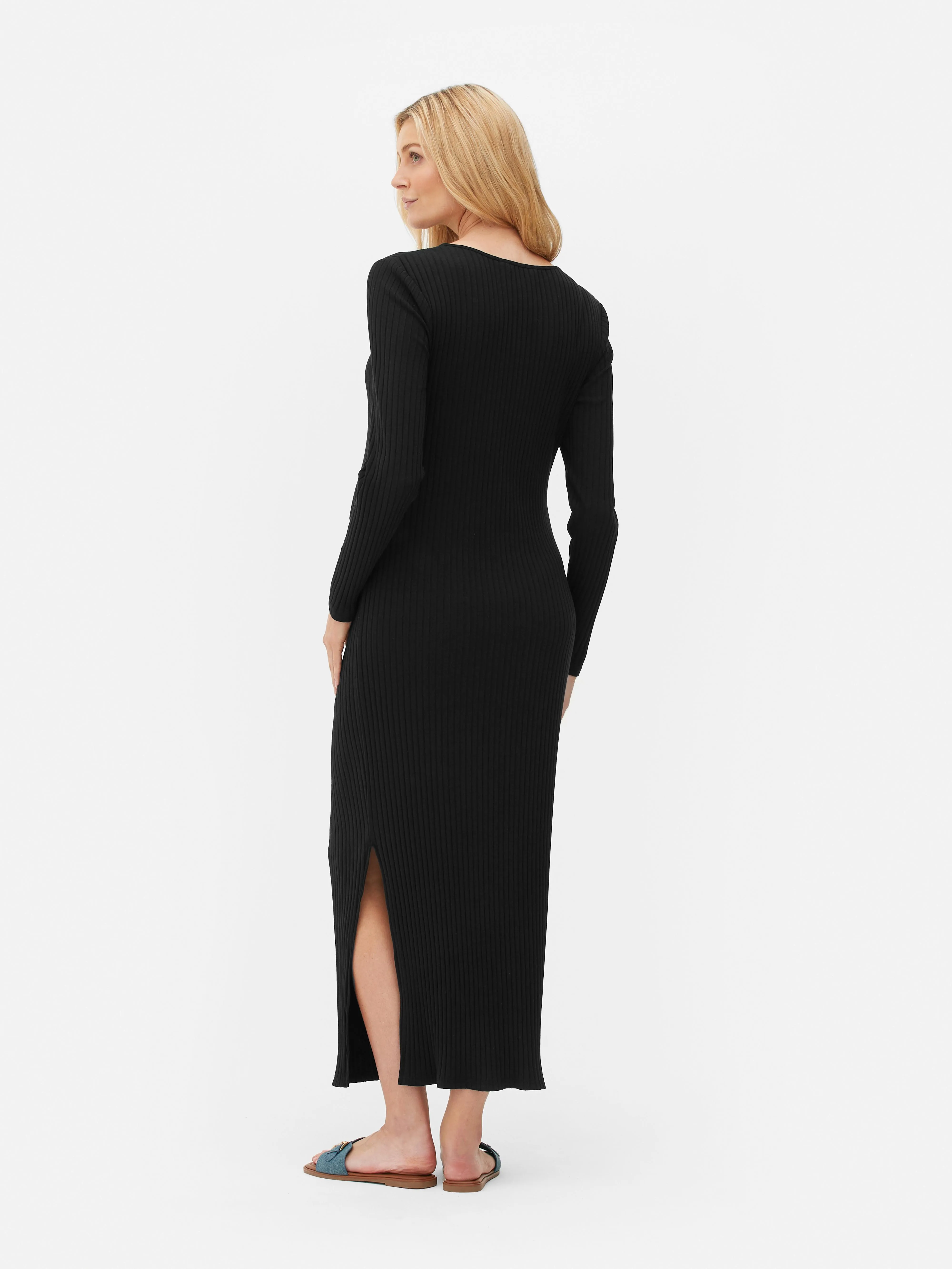 Vestido midi de canalé premamá