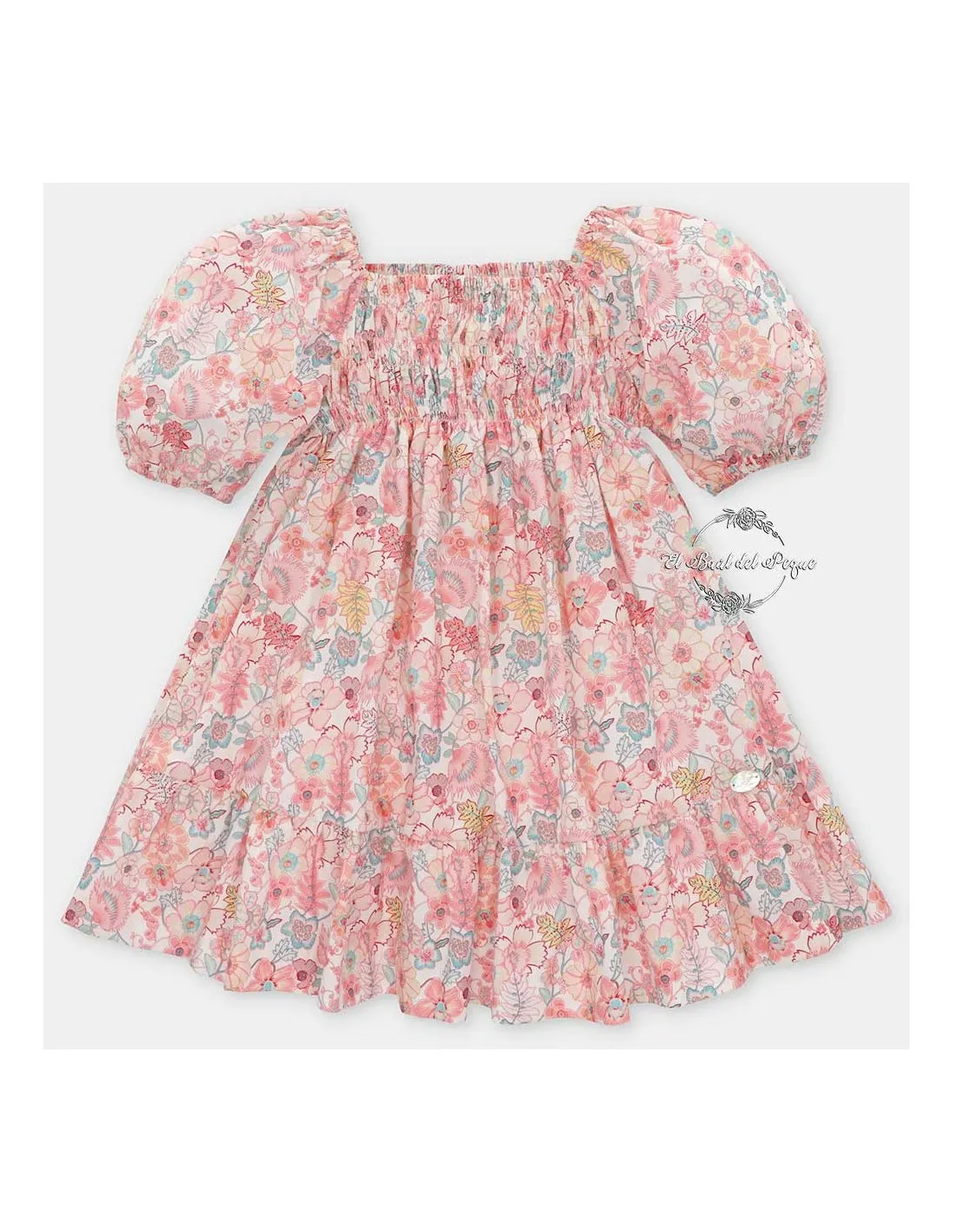 Vestido Niña Martín Aranda Capri Estampado Floral Coral