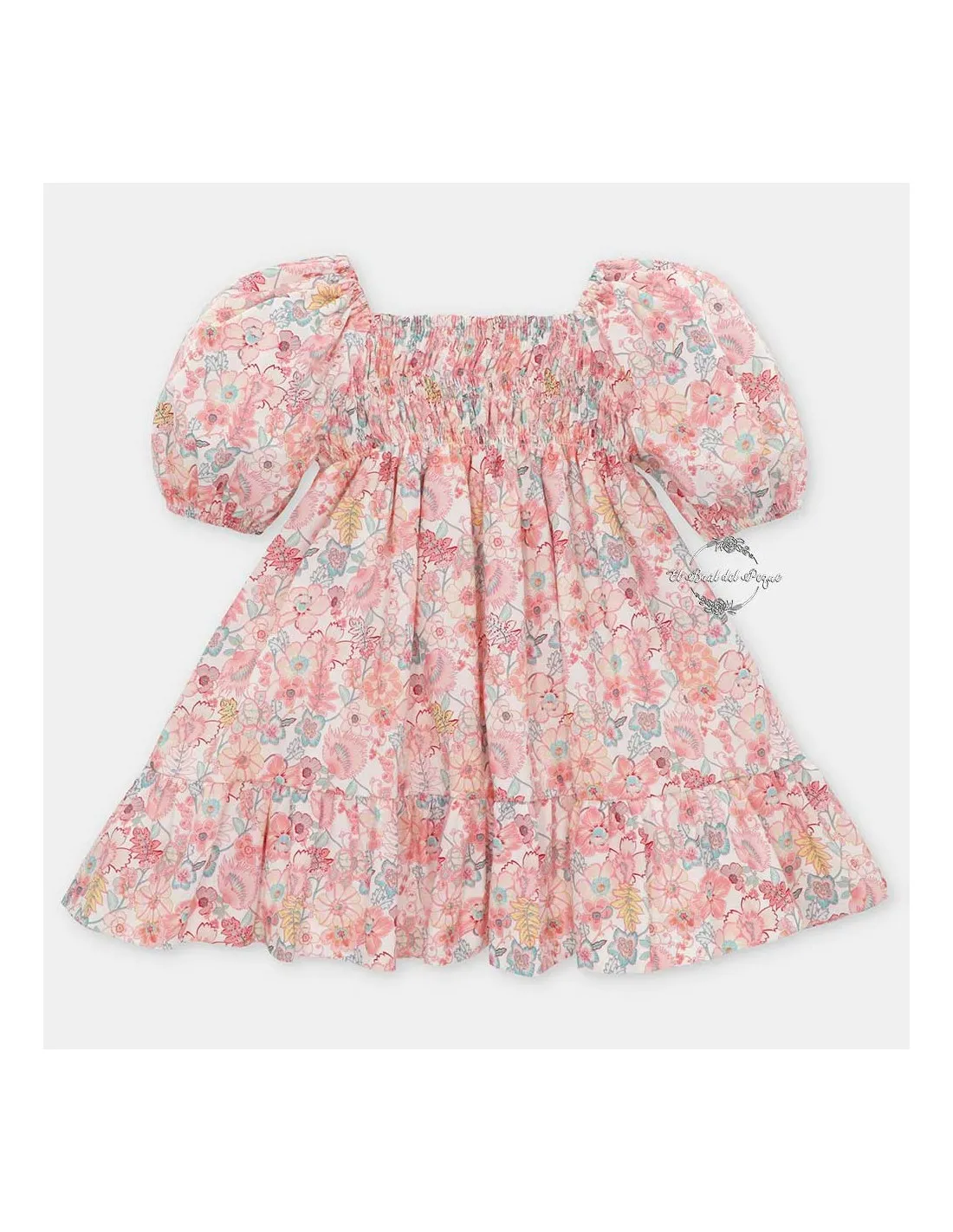 Vestido Niña Martín Aranda Capri Estampado Floral Coral