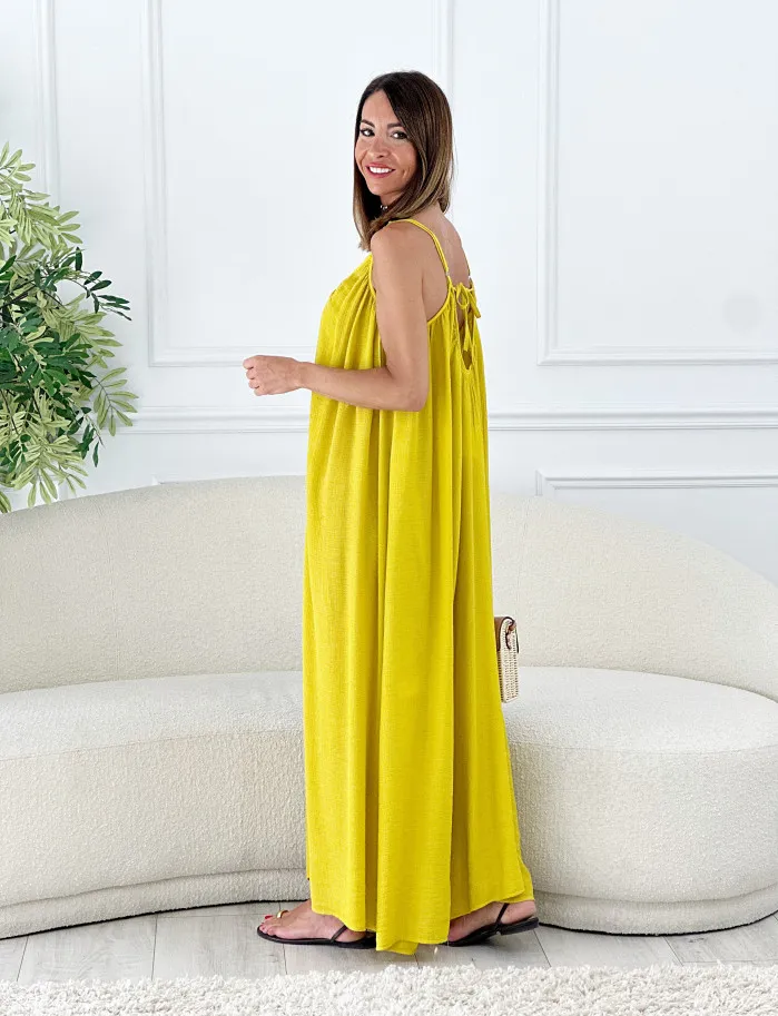 Vestido Pompeya mostaza