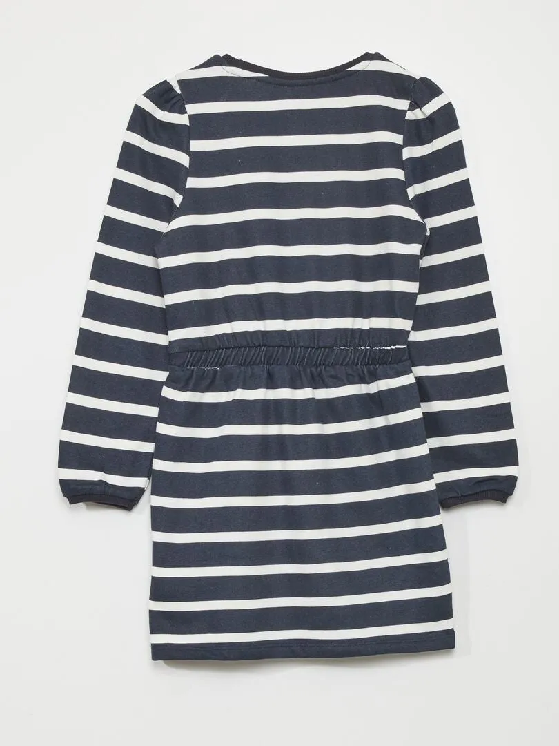 VESTIDO TIPO SUDADERA ENTALLADO ESTAMPADO  AZUL