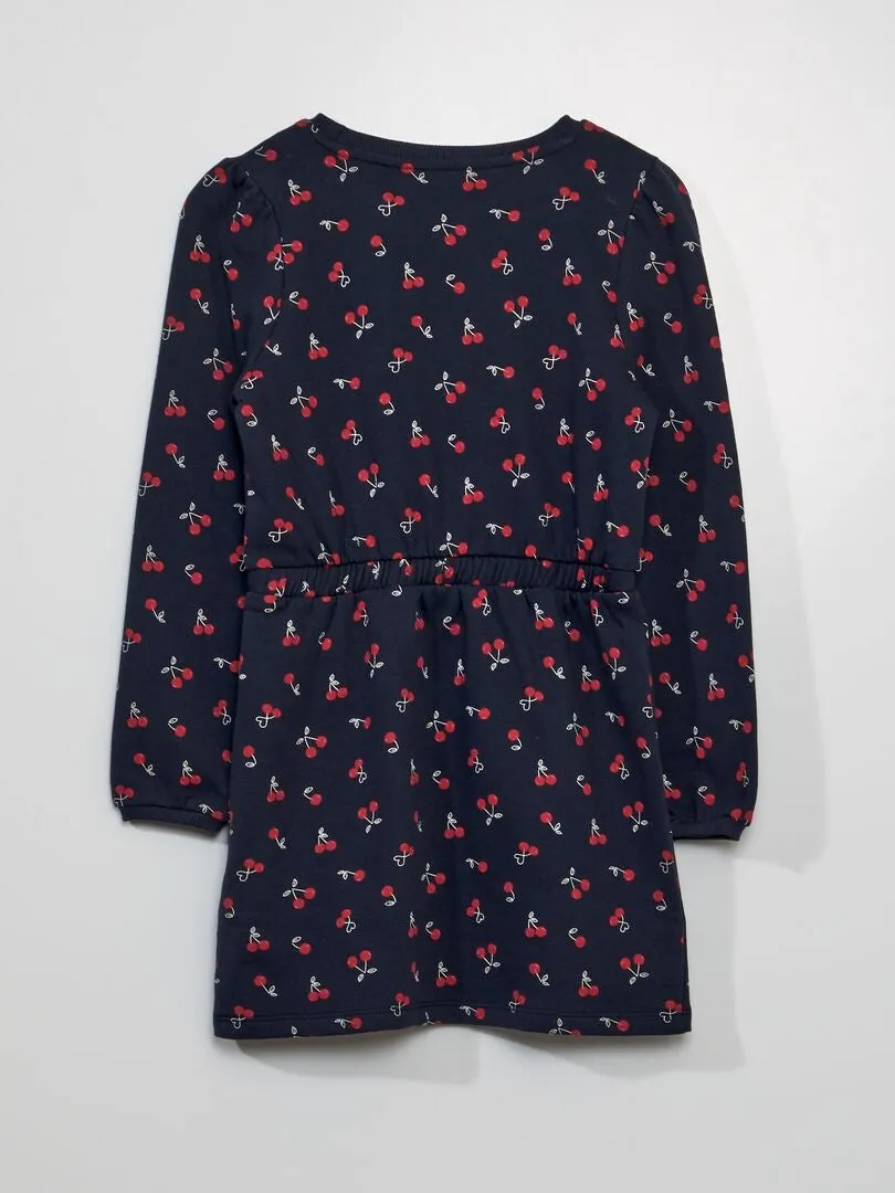 VESTIDO TIPO SUDADERA ENTALLADO ESTAMPADO  AZUL