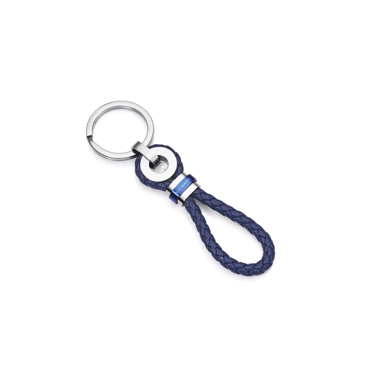 VICEROY LLAVERO DE HOMBRE DE ACERO Y PIEL AZUL  VICEROY FASHION