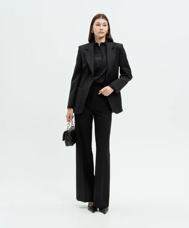Victoria Beckham Black flared pants with wool