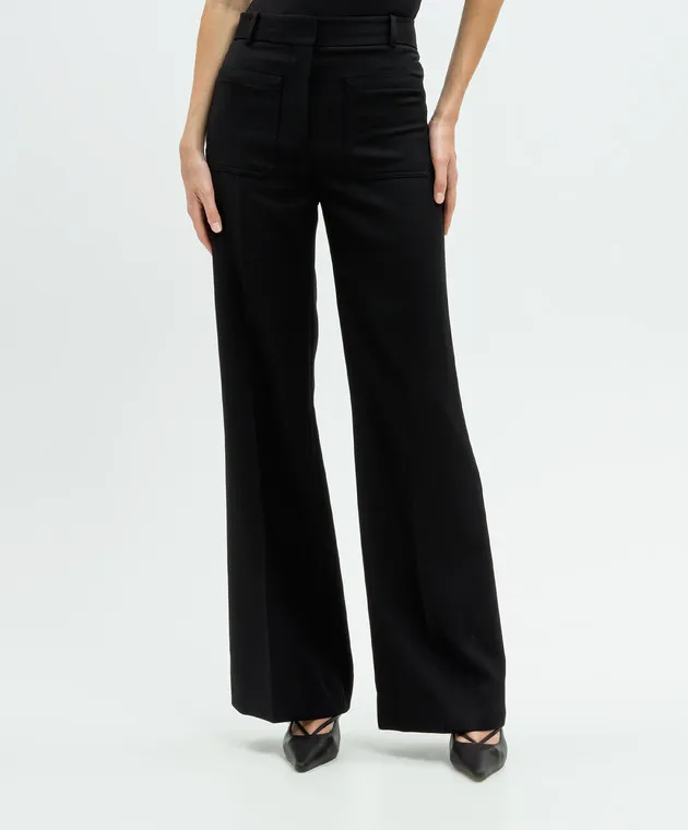 Victoria Beckham Black flared pants with wool