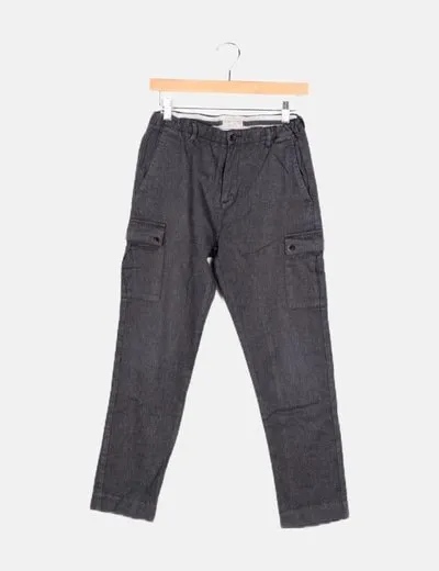 Zara Pantalón gris cargo