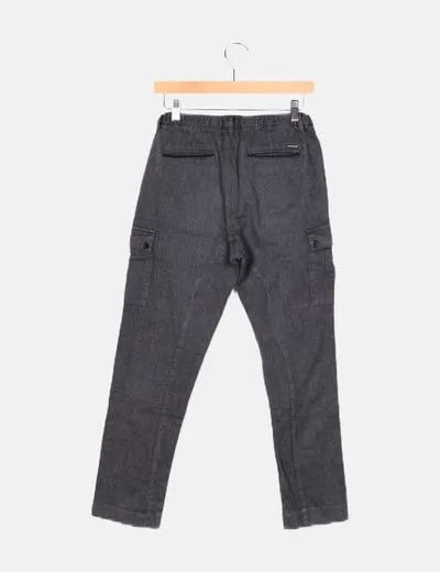 Zara Pantalón gris cargo