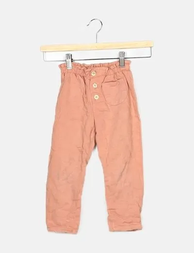 Zara Pantalón rosa baggy