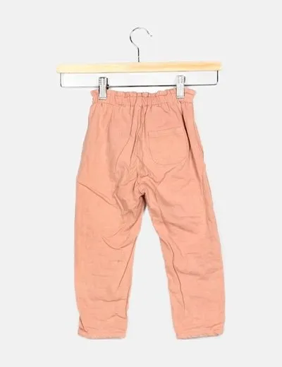 Zara Pantalón rosa baggy